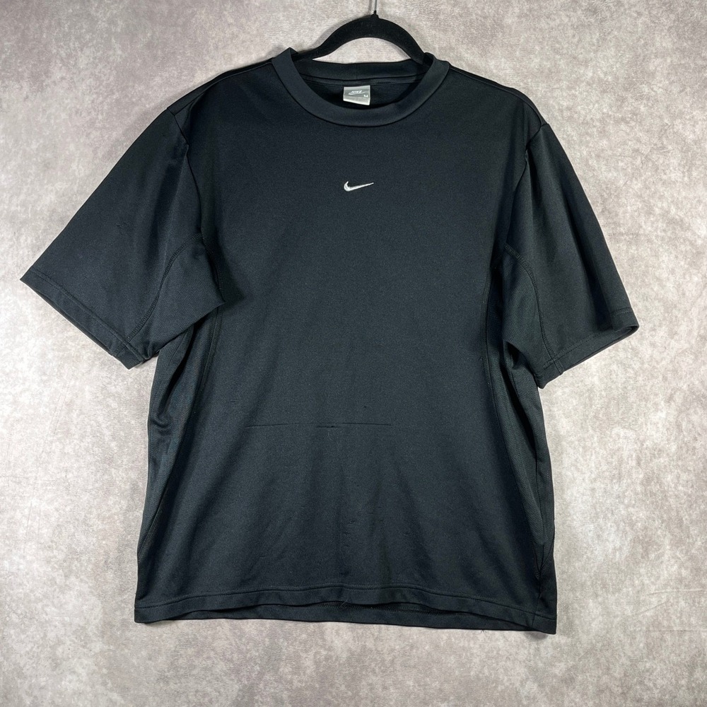 Nike Dri-FIT Performance T-Shirt Mens Medium Black Center Swoosh Training Gym‎